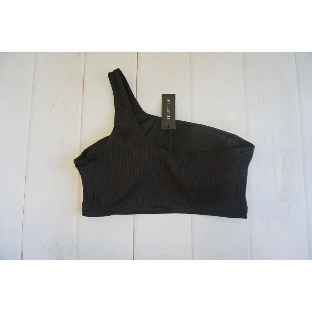 Tempt Me Women Ribbed One Shoulder Bikini Top - Size L, NWT - Picture 5 of 9